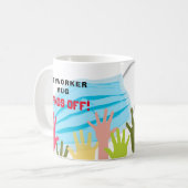 Sleutelwerker mok HANDS OFF! Grappig masker (Voorkant links)