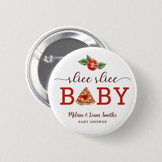 Slice Baby Pizza Baby shower Button – Fun Pa (Voorkant /achterkant)