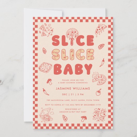 Slice Baby Pizza Hand getrokken Baby shower Kaart (Voorkant)