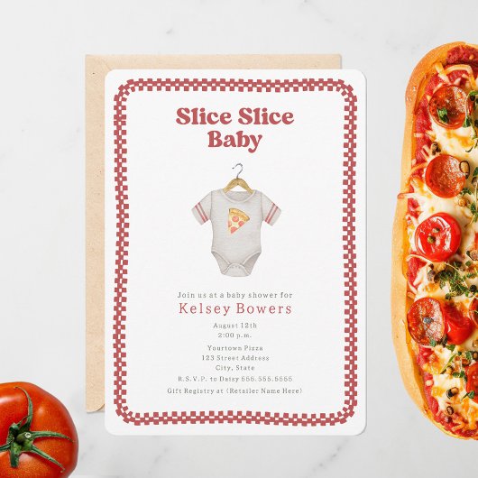 Slice Baby shower Pizza Neutral Bodysuit Kaart