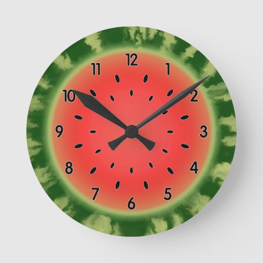 Slice de Groene Striped Watermelon Ronde Klok (Voorkant)