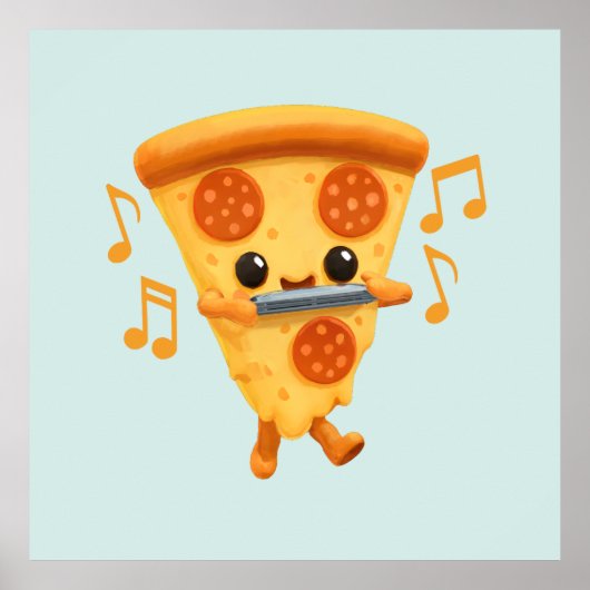 Slice Het spelen van een Harmonica Schattige Poster (Voorkant)