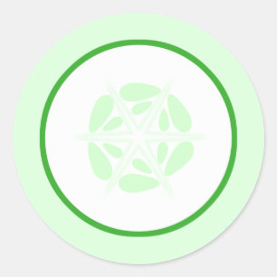Slice of Cucumber. Groen en wit. Ronde Sticker