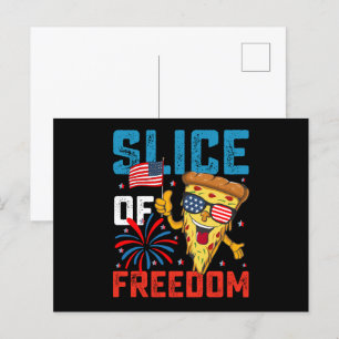Slice Of Freedom 4 juli pizza USA vlag zonnebril Briefkaart