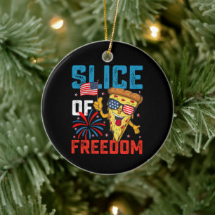 Slice of Freedom 4th juli Pizza USA vlag Zonnebril Keramisch Ornament
