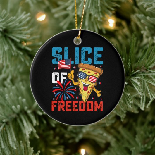 Slice of Freedom 4th juli Pizza USA vlag Zonnebril Keramisch Ornament (Boom)