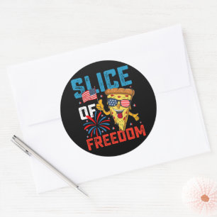 Slice of Freedom 4th juli Pizza USA vlag Zonnebril Ronde Sticker