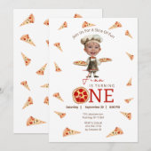 Slice of Fun 1st Birthday foto uitnodiging (Voorkant / Achterkant)