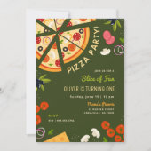 Slice of Fun 1st Verjaardag Pizza Party Kaart (Voorkant)