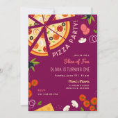 Slice of Fun 1st Verjaardag Pizza Party Kaart (Voorkant)