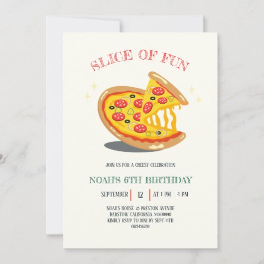 Slice of Fun Modern Pizza Verjaardagsfeest Kaart (Voorkant)