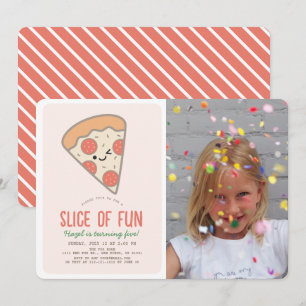 Slice Of Fun Pizza Kawaii Roze Foto Meisje Verjaar Kaart