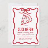 Slice of Fun Red Hand-drawn Pizza Birthday Kaart (Voorkant)