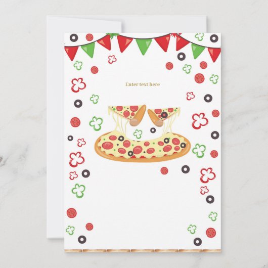 Slice of Fun Verjaardag, Pizza Verjaardagsfeestje Kaart (Achterkant)