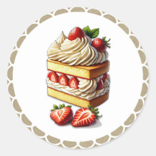 Slice of Strawberry Shortcake Aardbeien Ronde Sticker