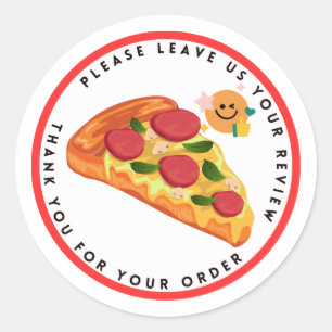 Slice Pizza Smile Emoticon Verlaat Review Dank u Ronde Sticker