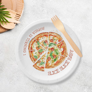 Slice Slice Baby Modern Pizza-papier van zaterdag Papieren Bordje