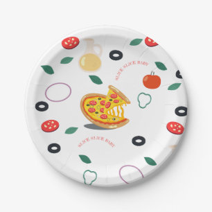Slice Slice Baby Modern Pizza Verjaardagsfeest Papieren Bordje