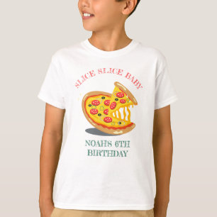 Slice Slice Baby Modern Pizza Verjaardagsfeest T-shirt
