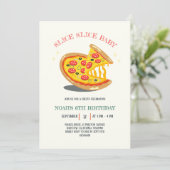 Slice Slice baby Modern Pizza Verjaardagsfeestje Kaart (Staand voorkant)