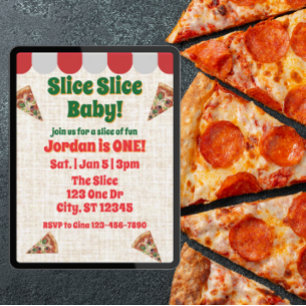 Slice Slice Baby, pizza 1e verjaardag Kaart