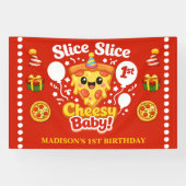 Slice Slice Baby Pizza 1st Birthday Horizontal Spandoek (Horizontaal)