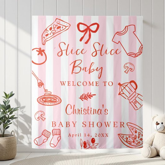 Slice Slice Baby Pizza Baby Shower Backdrop Wandkleed