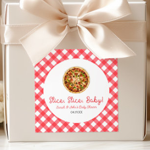 Slice, Slice, Baby! Pizza Baby Shower Vierkante Sticker