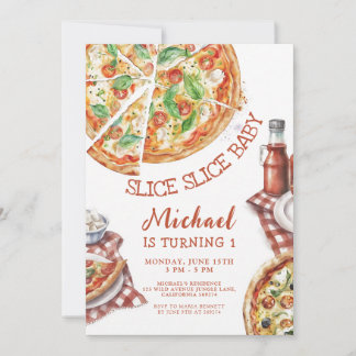Slice Slice Baby Pizza Eerste Verjaardag Kaart