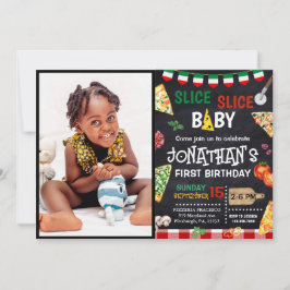 Slice Slice Baby Pizza Party 1e Verjaardag Kaart