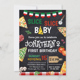 Slice Slice Baby Pizza Party 1e Verjaardag Kaart