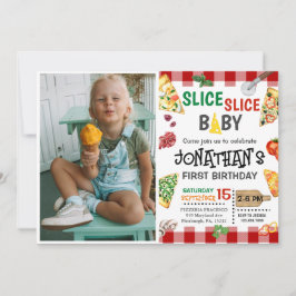 Slice Slice Baby Pizza Party 1e Verjaardag Kaart