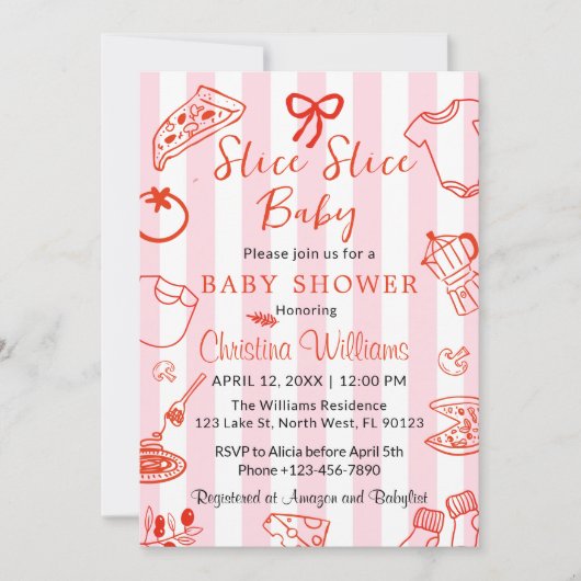 Slice Slice Baby Pizza Shower Invitation (Devant)