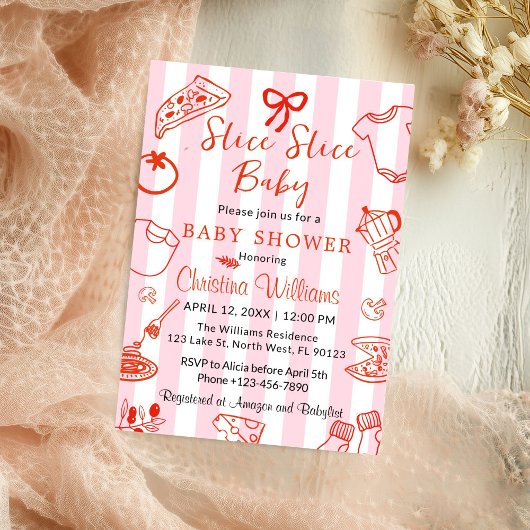 Slice Slice Baby Pizza Shower Invitation Kaart