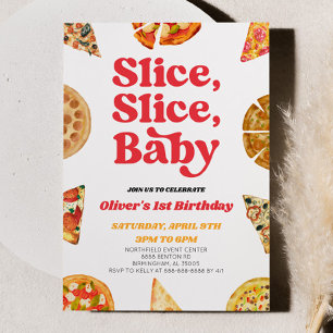 Slice, Slice, Baby! Pizza Verjaardagsfeestje Kaart