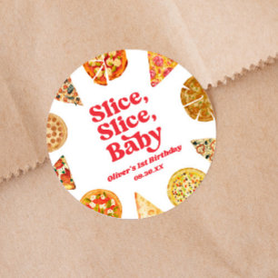 Slice, Slice, Baby! Pizza Verjaardagsfeestje Ronde Sticker