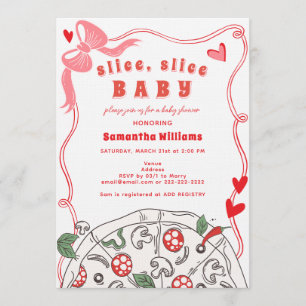 Slice Slice Baby Rode Pink Meisje Pizza Baby Showe Kaart