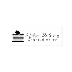 Sliced Cake Baker Wedding Script Logo Rubberstempel