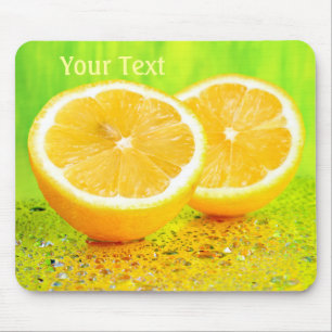 Sliced Lemon en water druppelt Mousepad Muismat