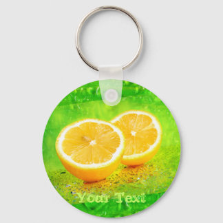 Sliced Lemon en Water druppelt Sleutelhanger