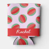 Sliced watermelon pattern on pink blikjeskoeler (Voorkant)