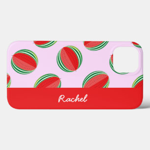 Sliced watermelon pattern on pink iPhone 13 hoesje