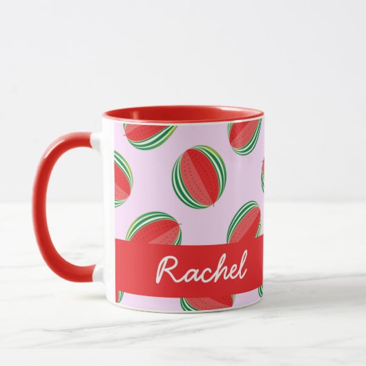Sliced watermelon pattern on pink mok (Links)