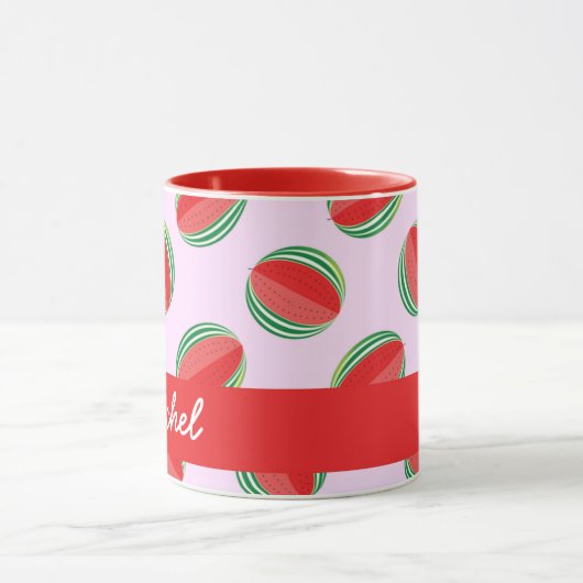 Sliced watermelon pattern on pink mok (Midden)