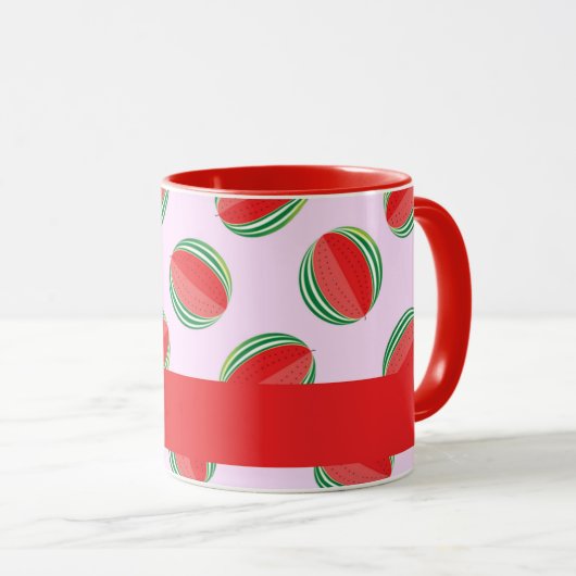 Sliced watermelon pattern on pink mok (Voorkant rechts)