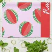 Sliced watermelon pattern on pink theedoek (Gevouwen)