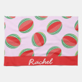 Sliced watermelon pattern on pink theedoek (Horizontaal)