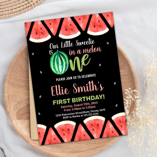 Slices Green Watermelon Invitations d'anniversaire