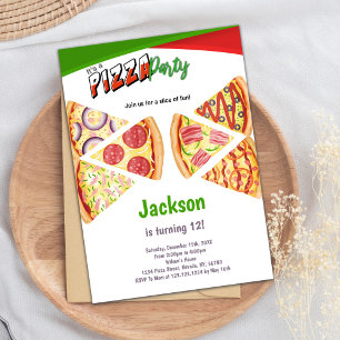Slices Pizza Invitations d'anniversaire