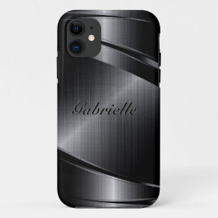 Slick Black Design geborsteld aluminium look iPhone 11 Hoesje